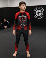 Black Fire Department compression spats with red flames
