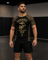 Black and gold USMC Roll Gear rash guard