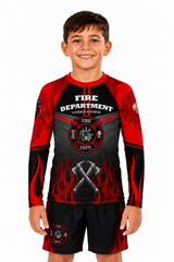 Roll Gear Kids Fire Department Edition Short Sleeve Rash Guard - Red, Black & Smoke Grey, product image 2.