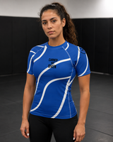 Roll Gear Blue Swirl Short Sleeve Rash Guard - Blue/White, Adult Unisex, product image 2.