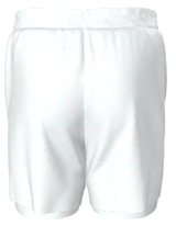 Back view of all-white BJJ training shorts with a clean, minimalist design – lightweight 2-in-1 no-gi grappling shorts with compression liner and athletic cut for mobility