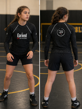Roll Gear Earned Not Given Long Sleeve Rash Guard - Black, Youth, product photo.