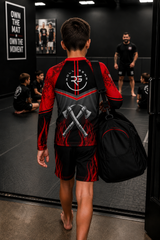 Roll Gear Kids Fire Department Edition Short Sleeve Rash Guard - Red, Black & Smoke Grey, product image 3.