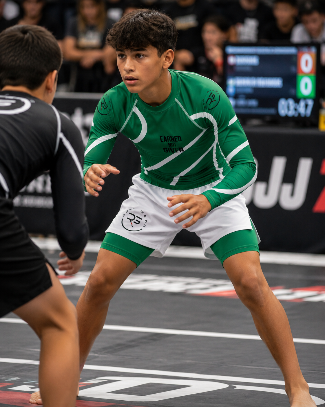 Roll Gear Green Swirl Rash Guard - Green/White, Youth, product view.