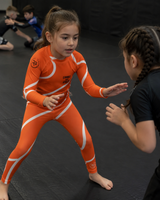 Roll Gear Orange Swirl Spats - Orange/White, Kids, product photo, additional angle.