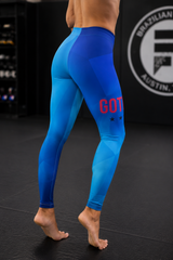 Roll Gear Women's Girls on the Mat BJJ Leggings - Blue Prism Gradient, product image 1.