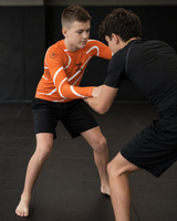 Roll Gear Orange Swirl Long Sleeve Rash Guard - Orange/White, Youth, lifestyle photo, training.