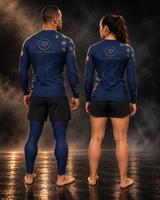 Roll Gear – Women's Air Force Military Rash Guard – Air Force Blue & Silver – Premium Compression Fit