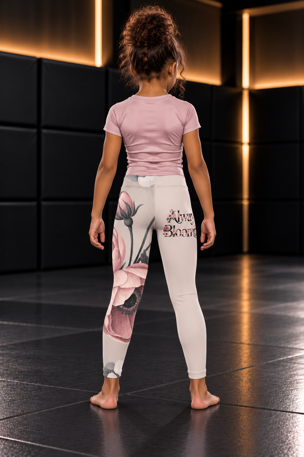 Roll Gear Signature Always Blooming Spats – Vintage Rose – Kids, back view on a young girl.