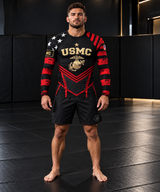 Men's Marines Dress Blues BJJ Rash Guard – USMC Black, Red & Gold