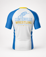 Centerville Wrestling Short Sleeve Rash Guard, product photo.