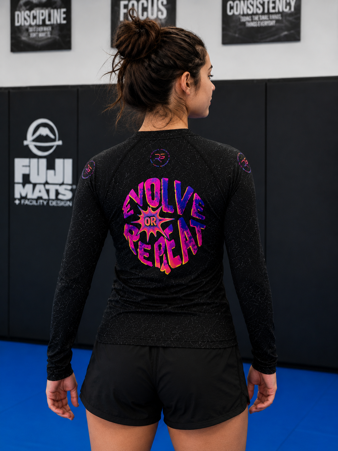 Roll Gear Evolve or Repeat Youth Girls Rash Guard, product image 1.