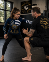 Roll Gear Youth Navy Military Long Sleeve Rash Guard - Navy & Gold, product image 2.