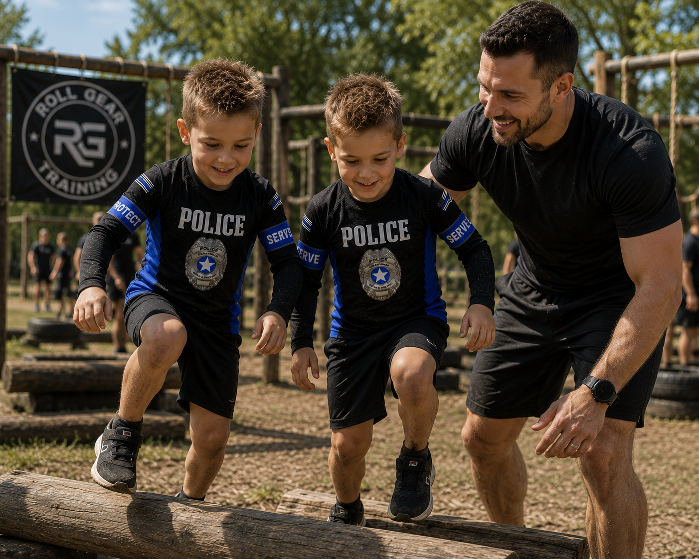 Roll Gear Kids Police Edition Long Sleeve Rash Guard - Thin Blue Line, product image 2.