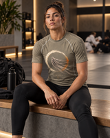 Roll Gear Phantom Pressure Short Sleeve Rash Guard – Olive – Adult Unisex, worn seated on a gym bench.