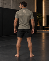 Roll Gear Phantom Pressure Short Sleeve Rash Guard – Olive – Adult Unisex, back view, male athlete.