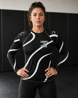 Roll Gear Black Swirl Long Sleeve Rash Guard - Black/White, Men's, product image 3.