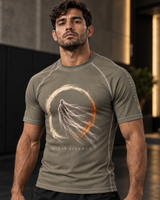 Roll Gear Phantom Pressure Short Sleeve Rash Guard – Olive – Adult Unisex, close-up of the chest print.