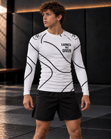 Camiseta de manga larga con protección UV White Swirl – Blanco/Negro – Juvenil | Roll Gear