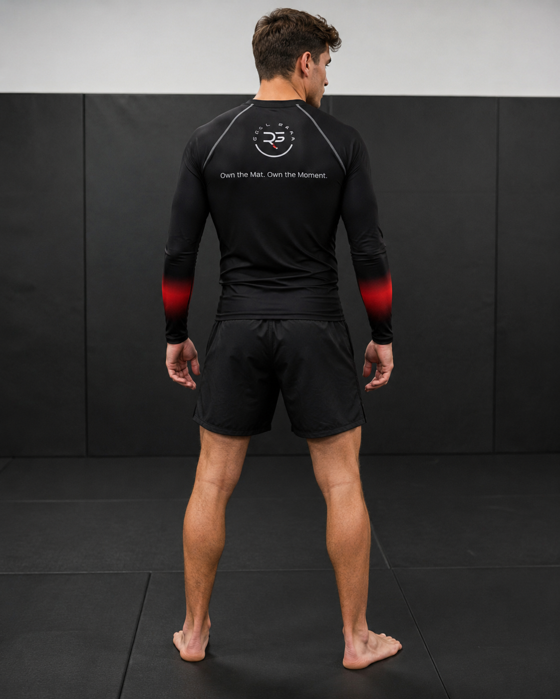Roll Gear Black Fade Long Sleeve Rash Guard - Black, Men's, product photo, additional angle.