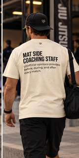 Camiseta del personal técnico a pie de tatami – Blanco y Blanco Vintage | Papá de Jiu Jitsu