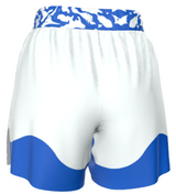 Roll Gear Ranked Grappling Shorts – White/Blue, back view.