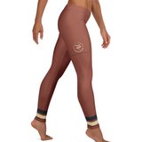 Side profile of classic Roll Gear spats with vintage-inspired racing stripe and tapered athletic fit. Ideal for jiu-jitsu, wrestling, or under-gi wear, providing unrestricted movement and sweat control. Retro Tan/Red. Roll Gear LLC. 