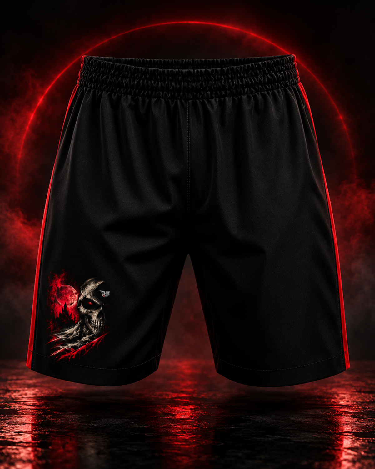 Roll Gear Embrace the Dark Shorts, flat front view.