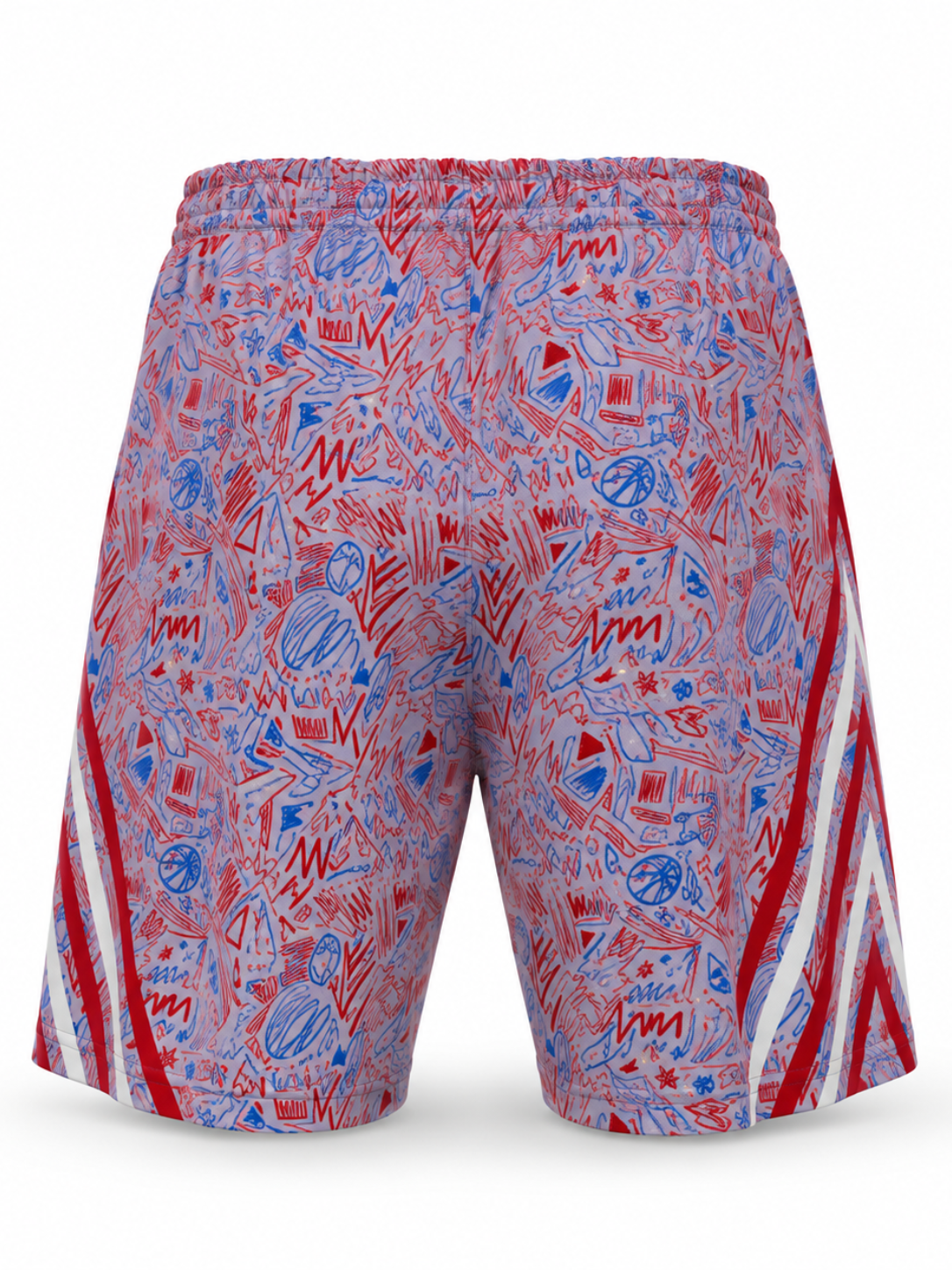 Roll Gear Stars & Scribbles Grappling Shorts, flat back view.