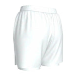 Roll Gear Women's White 2-in-1 Grappling Shorts – Own the Mat Edition, back view.