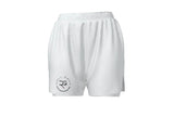 Roll Gear Women's White 2-in-1 Grappling Shorts – Own the Mat Edition, front view, additional angle.
