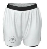 Women’s black BJJ ranked 2-in-1 shorts with wave design and Roll Gear logo – elite compression-lined grappling shorts designed for black belt athletes and high-level no-gi performance