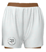 Women’s brown BJJ ranked 2-in-1 shorts with wave design and Roll Gear logo – compression-lined grappling shorts built for strength, movement, and advanced Brazilian Jiu-Jitsu performance