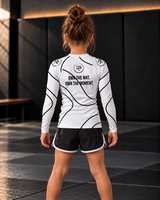 White Swirl Long Sleeve Rash Guard – White/Black – Kids | Roll Gear