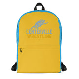 Roll Gear Centerville Wrestling Team Backpack in gold, front view.