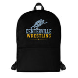 Roll Gear Centerville Wrestling Team Backpack - Black, front view.