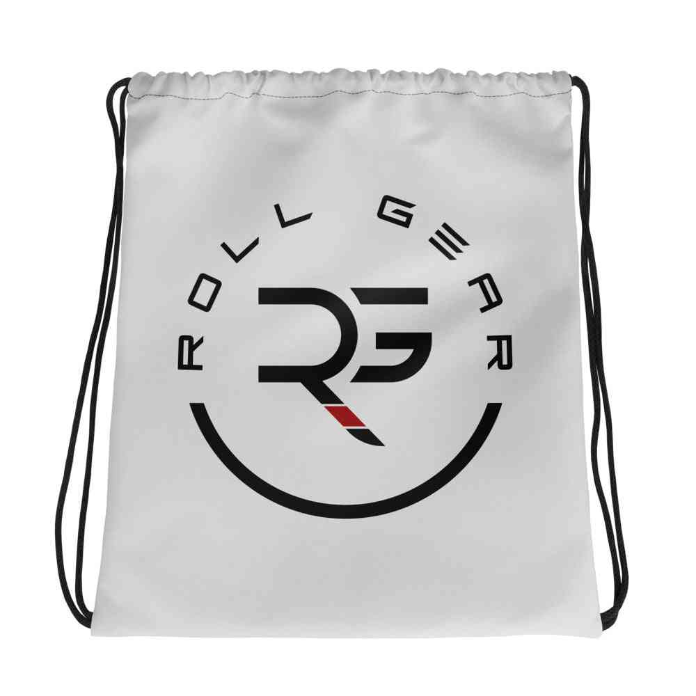 Roll Gear Drawstring Bag for Gym and Travel, front view.