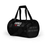 Roll Gear Earned Not Given Duffel Bag, left-front view.