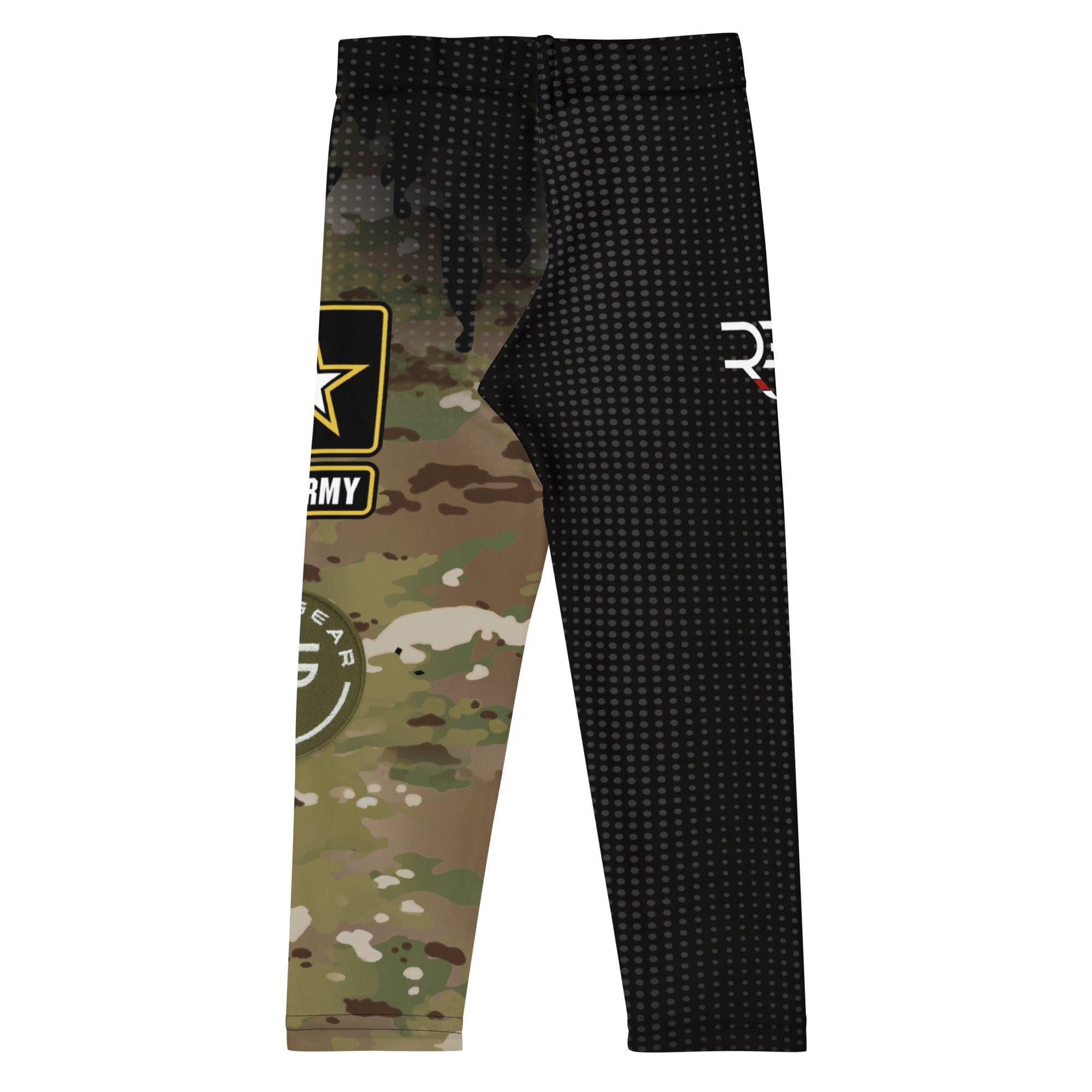 Roll Gear Kids Army Compression Spats – Black Camo, back view.