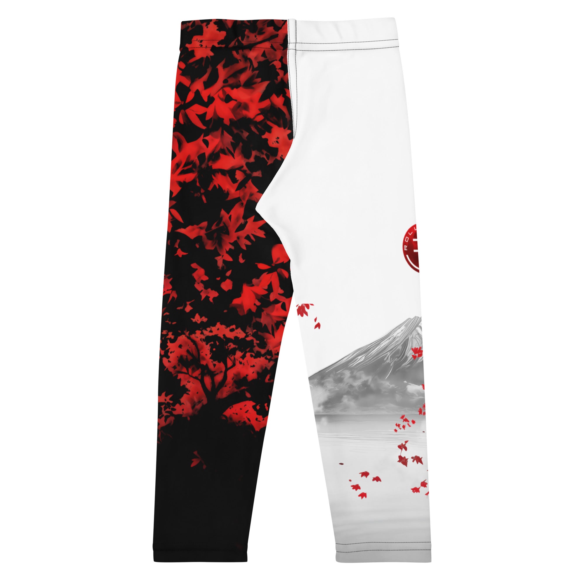 Roll Gear Shadow Dragon Warrior Spats – White & Crimson – Kids, back view.