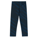 Roll Gear kids navy and gold BJJ spats, front view, showing the text-free color-blocked design.