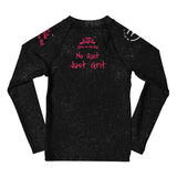 Roll Gear Tap Hype Pink Edition Kids Long-Sleeve BJJ Rash Guard, back view.