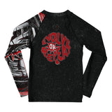 Roll Gear Evolve or Repeat Kid Boys Rash Guard, back view.