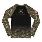 Roll Gear Kids Army Classic Long Sleeve Rash Guard, back view.