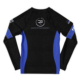 Roll Gear Kids Police Edition Long Sleeve Rash Guard - Thin Blue Line, back view.