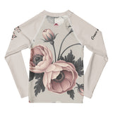 Roll Gear Signature Always Blooming Rash Guard - Vintage Rose, Kids Long Sleeve, back view.