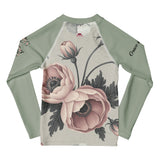 Roll Gear Signature Always Blooming Rash Guard - Sage Green, Kids Long Sleeve, back view.