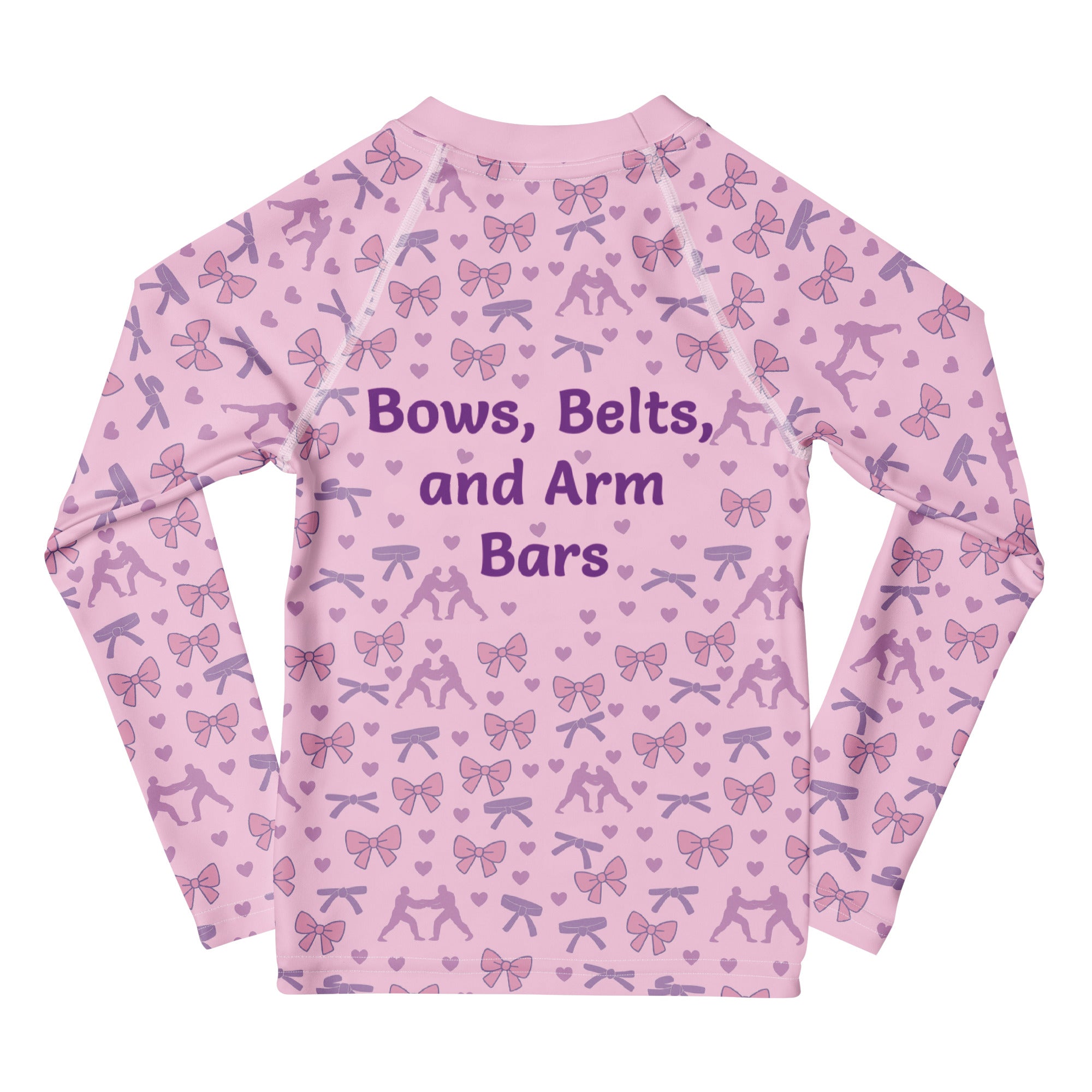 Roll Gear Girls Bow Rash Guard - Pink, Kids, back view.