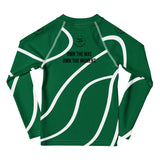 Roll Gear Kids Green Swirl Long Sleeve Rash Guard - Green/White, back view.