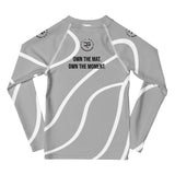 Roll Gear Grey Swirl Long Sleeve Rash Guard - Grey/White, Kids, back view.